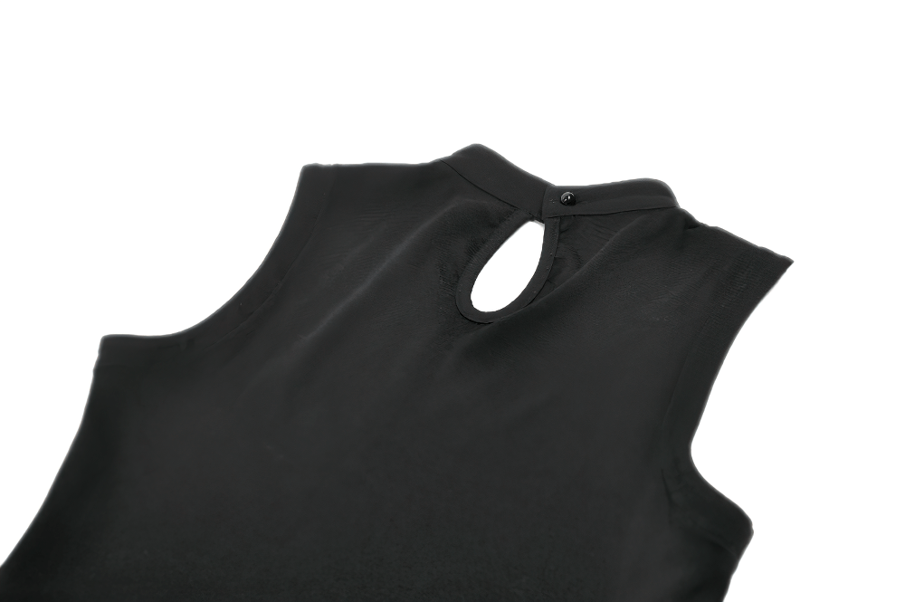 Gothic Fishnet Cutout Sleeveless Mock Neck Top