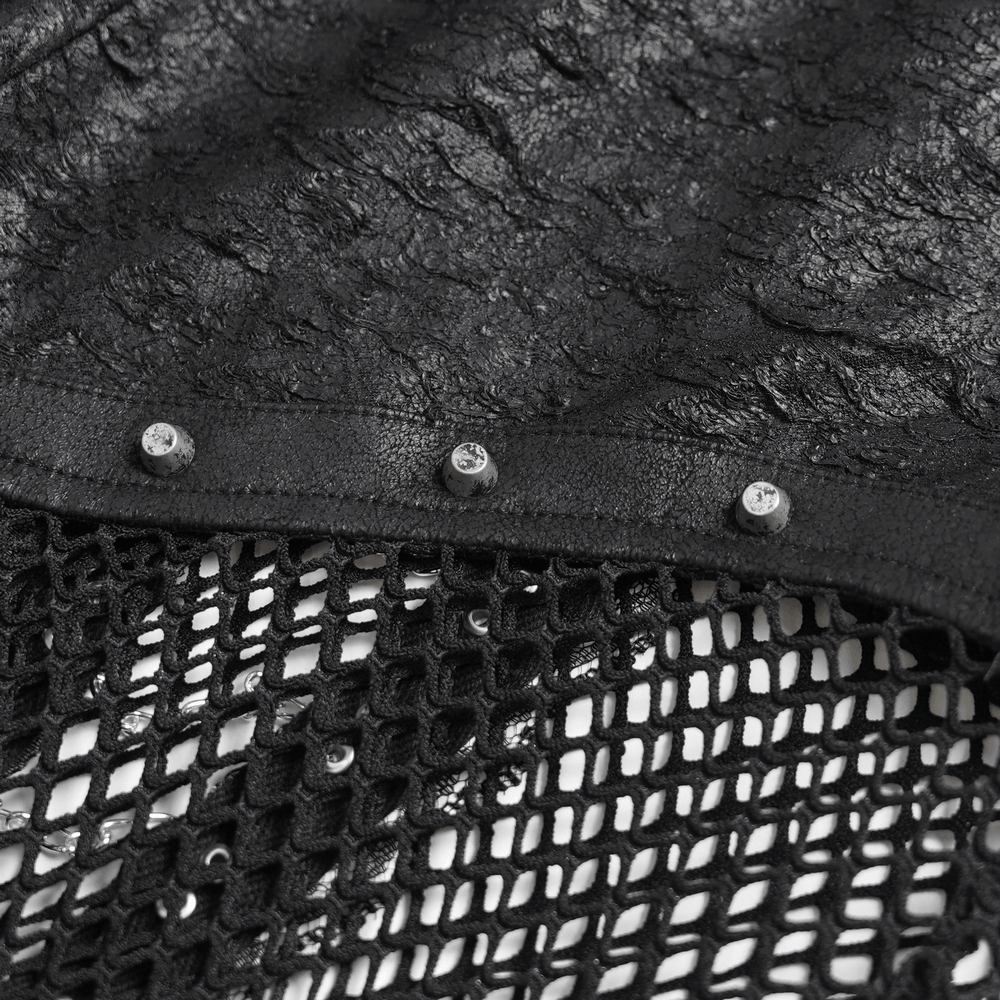 Gothic Fishnet Lace Up Flare Pants with Chains