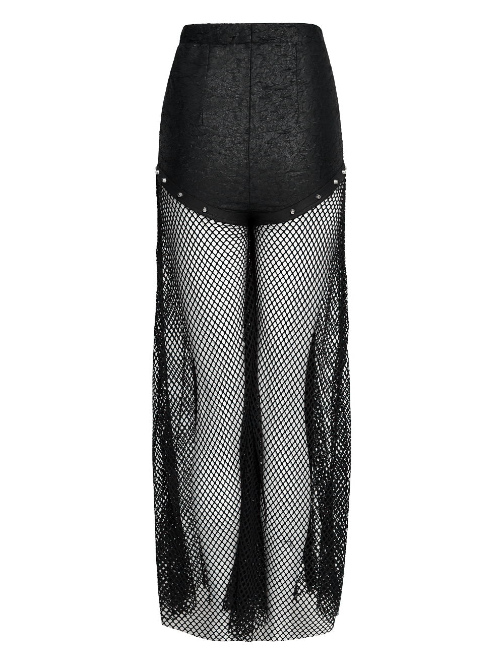Gothic Fishnet Lace Up Flare Pants with Chains