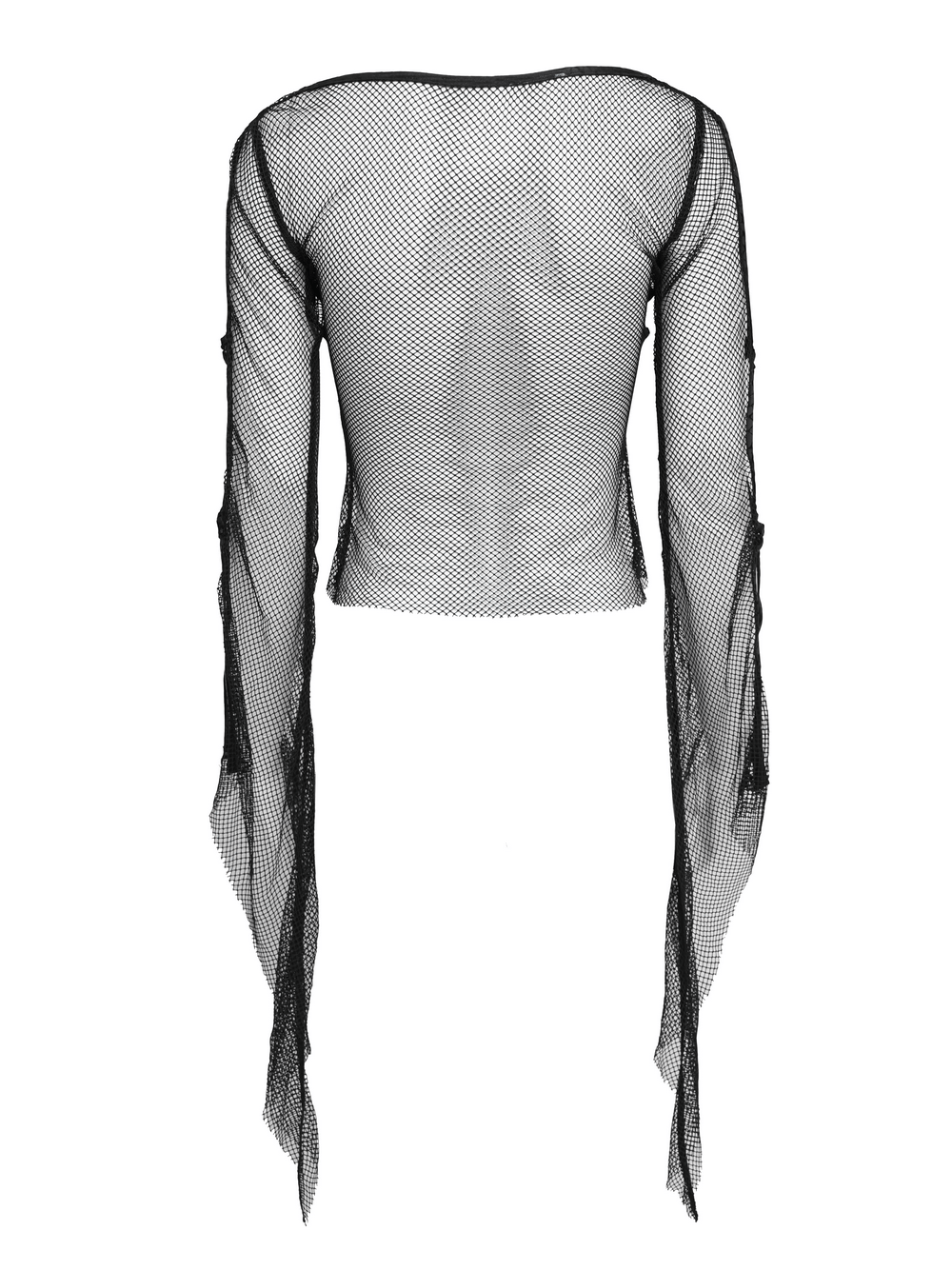 Gothic Fishnet Mesh Top with Bat Applique Sleeves for Women