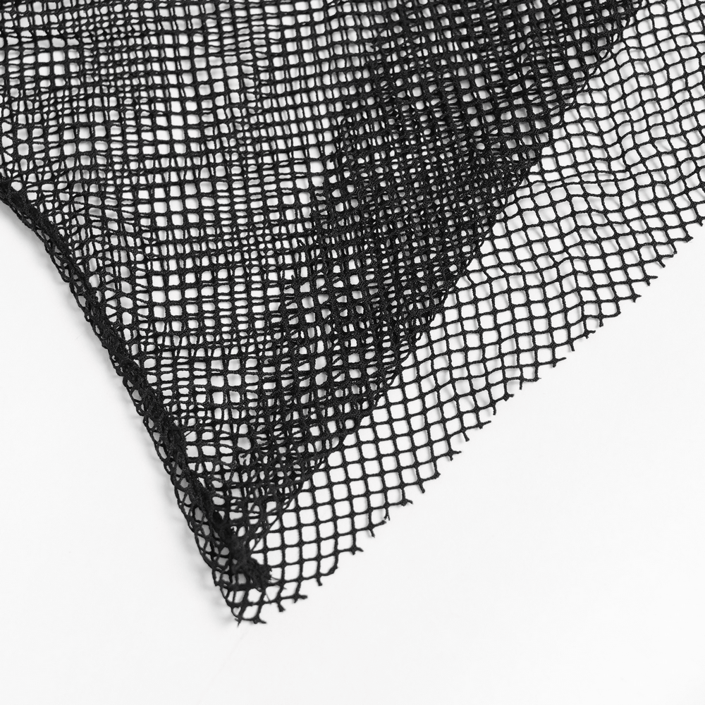 Gothic Fishnet Mesh Top with Bat Applique Sleeves for Women