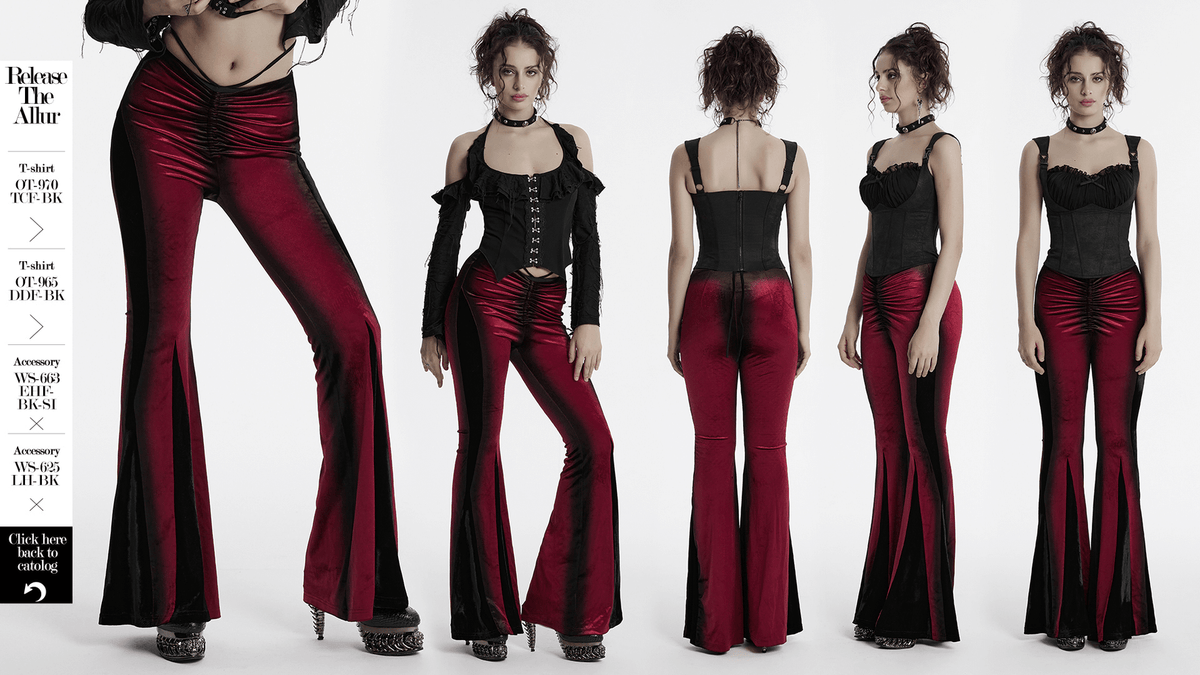 Gothic Gradient Velvet Flared Pants with Pleat Detail