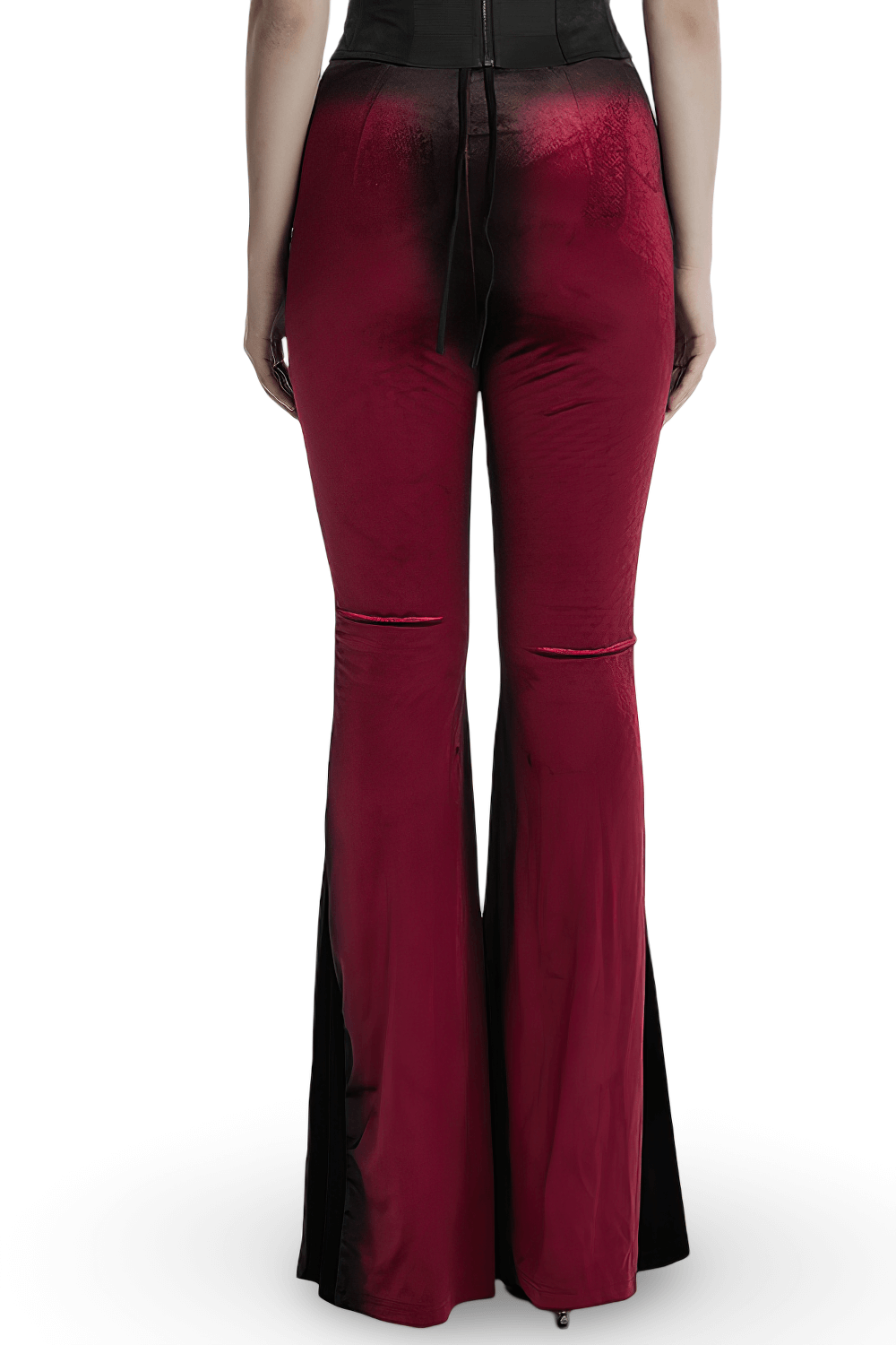 Gothic Gradient Velvet Flared Pants with Pleat Detail