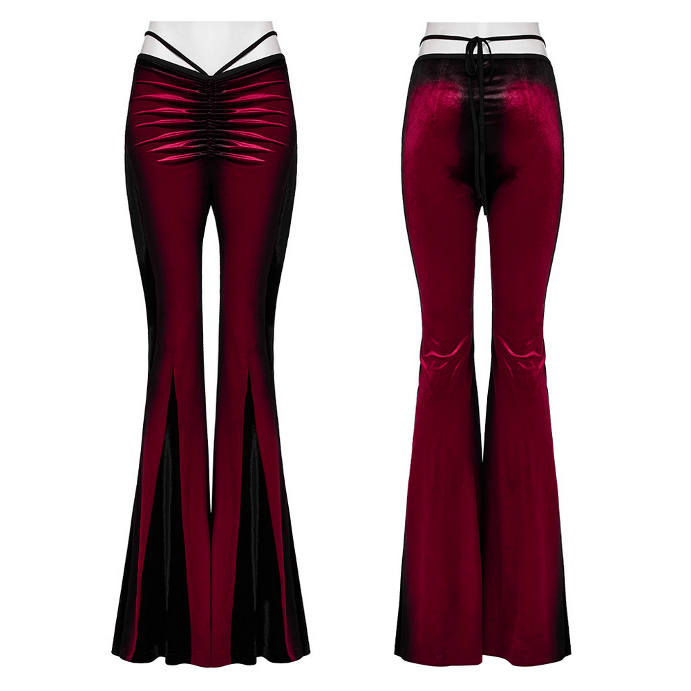 Gothic Gradient Velvet Flared Pants with Pleat Detail