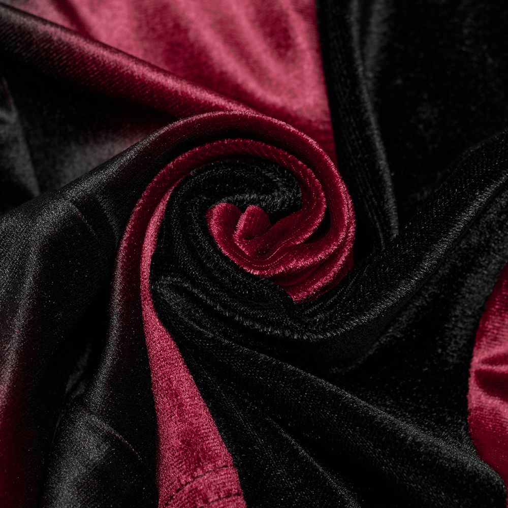 Gothic Gradient Velvet Flared Pants with Pleat Detail