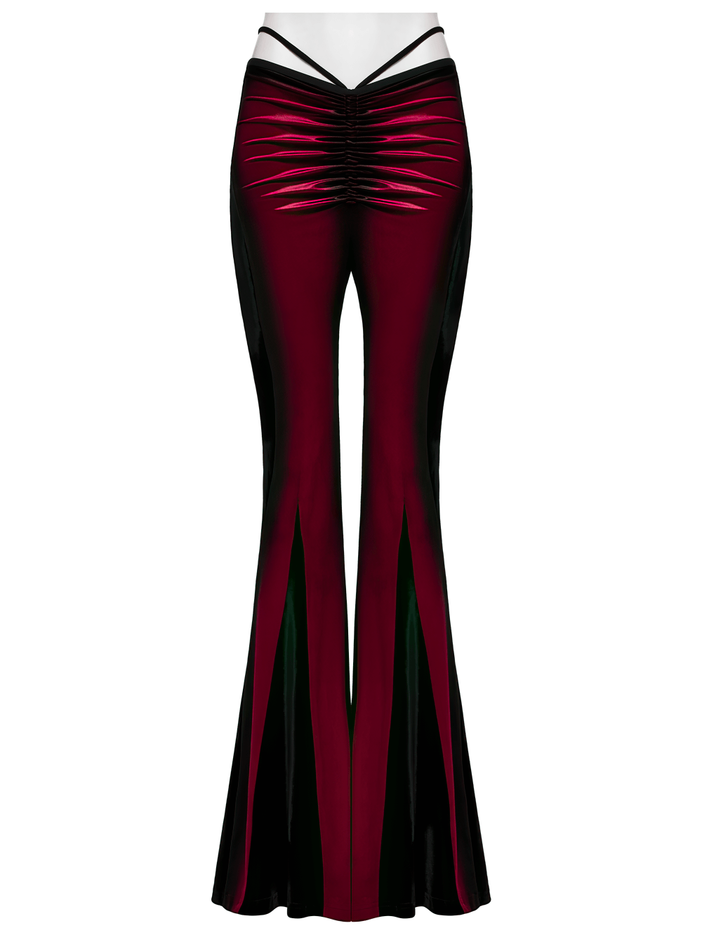 Gothic Gradient Velvet Flared Pants with Pleat Detail