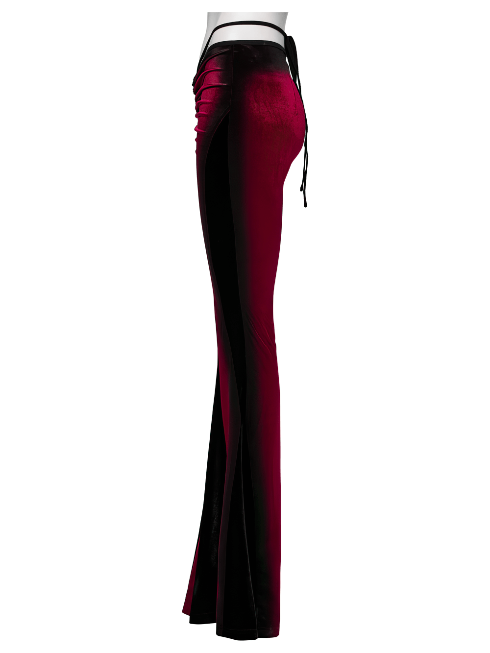 Gothic Gradient Velvet Flared Pants with Pleat Detail