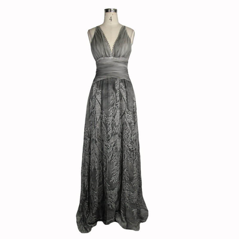 Gothic Gray Sexy Deep V Backless Dress for Women / Ladies Long Dress / Punk Fashion