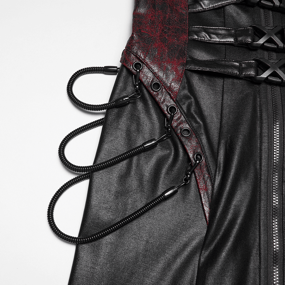 Gothic Halter Dress with Lace-Up Waist and Zipper Split