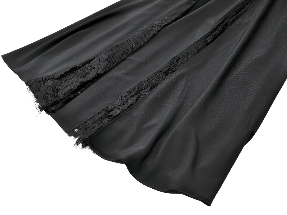 Gothic High Waist Maxi Skirt with Lace Panels
