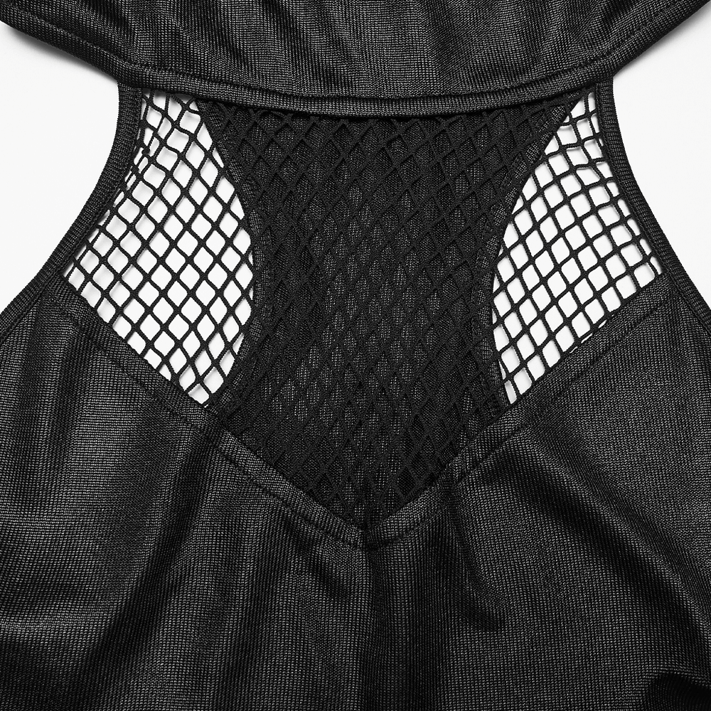 Gothic Hooded Asymmetric Mesh Dress for Women