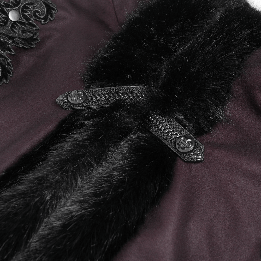 Gothic Hooded Cloak with Fur Trim and Ombre Hem