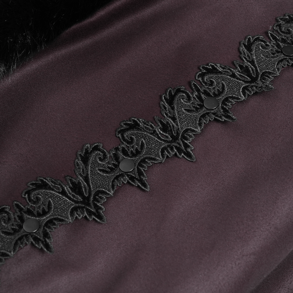 Gothic Hooded Cloak with Fur Trim and Ombre Hem