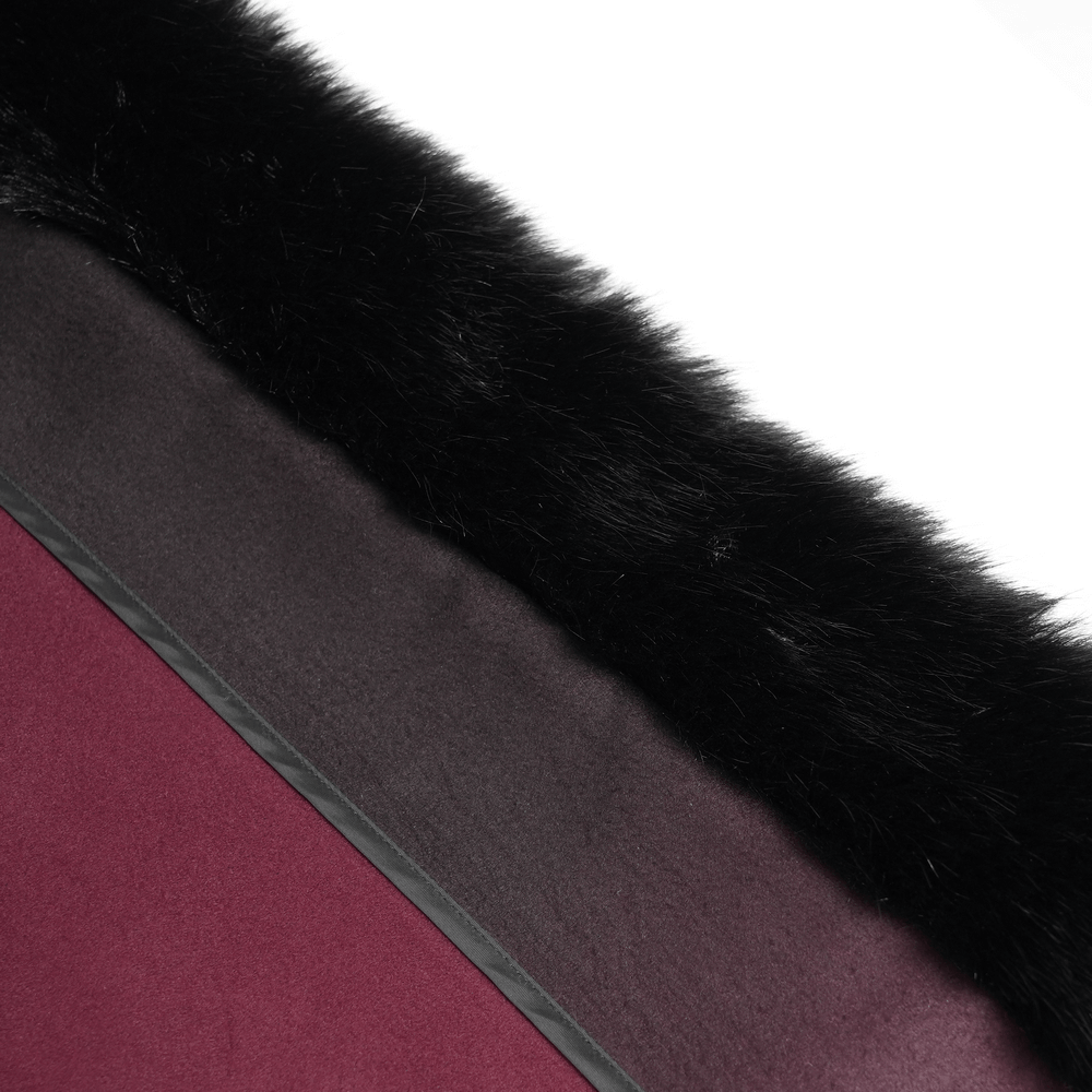 Gothic Hooded Cloak with Fur Trim and Ombre Hem