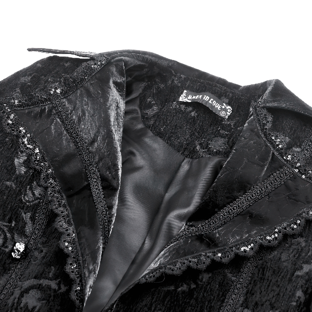 US SALE of Gothic Jacket with Lace Details and Statement Buttons