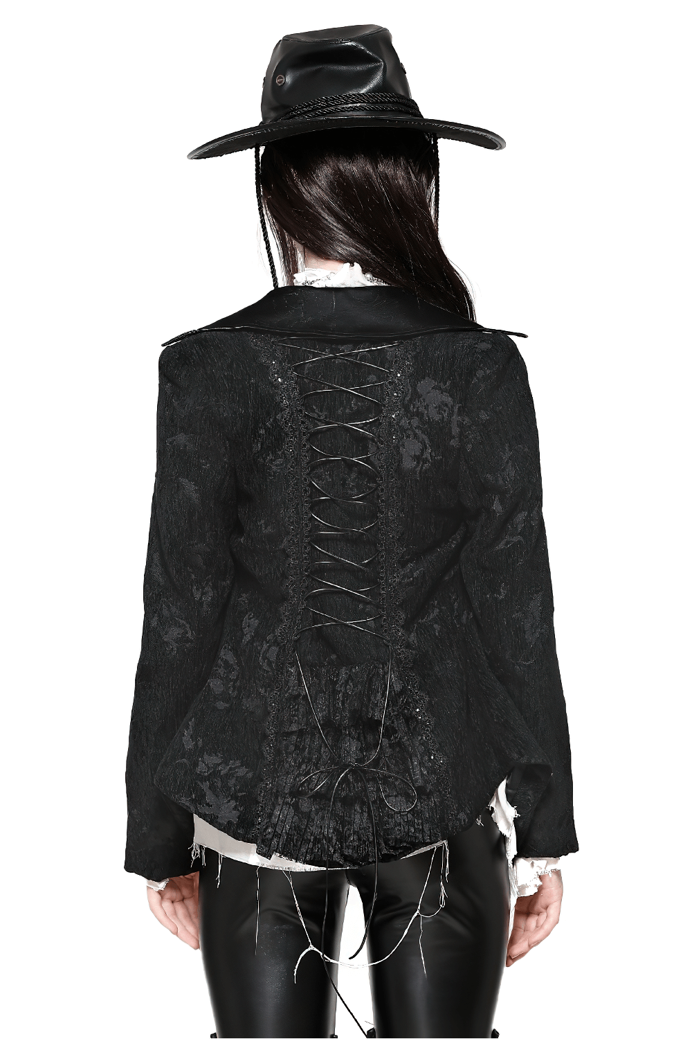 US SALE of Gothic Jacket with Lace Details and Statement Buttons