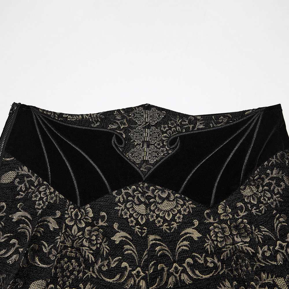 Gothic Jacquard Embroidered Black Pants with Gold Patterns