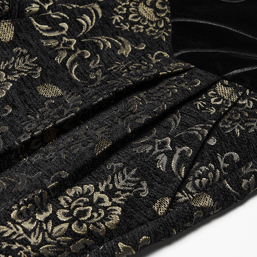Gothic Jacquard Embroidered Black Pants with Gold Patterns