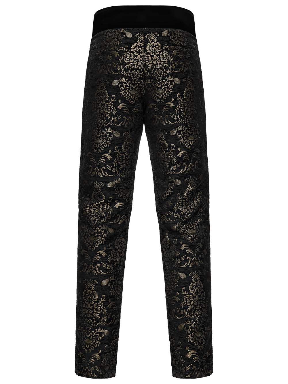 Gothic Jacquard Embroidered Black Pants with Gold Patterns