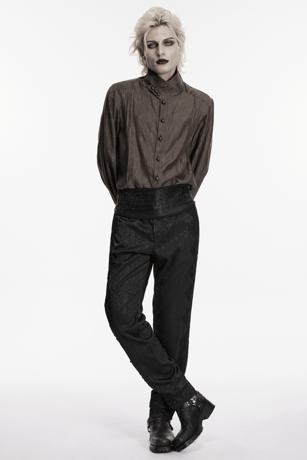 Gothic Jacquard Waist Belt with Pleated Front