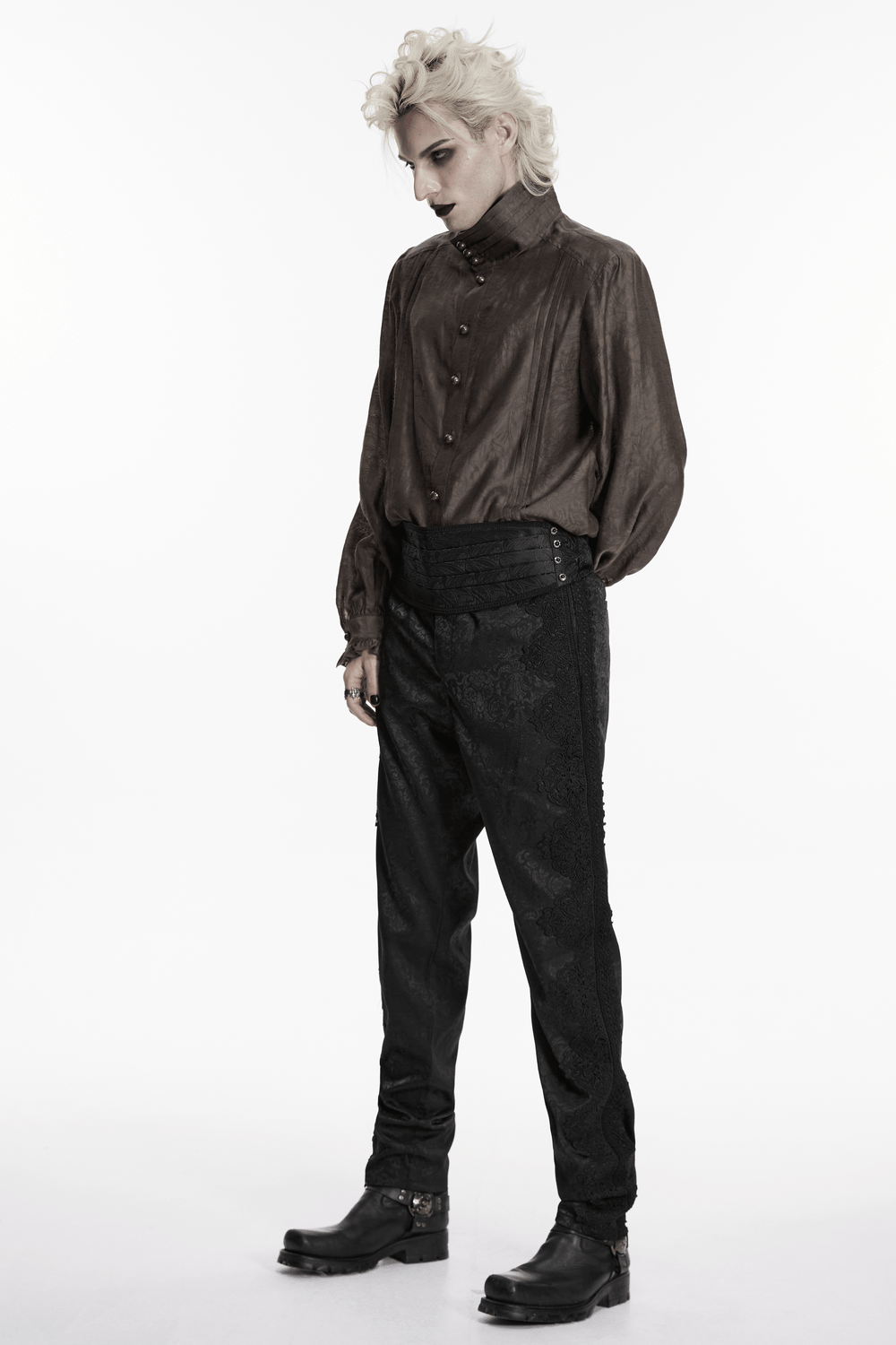 Gothic Jacquard Waist Belt with Pleated Front