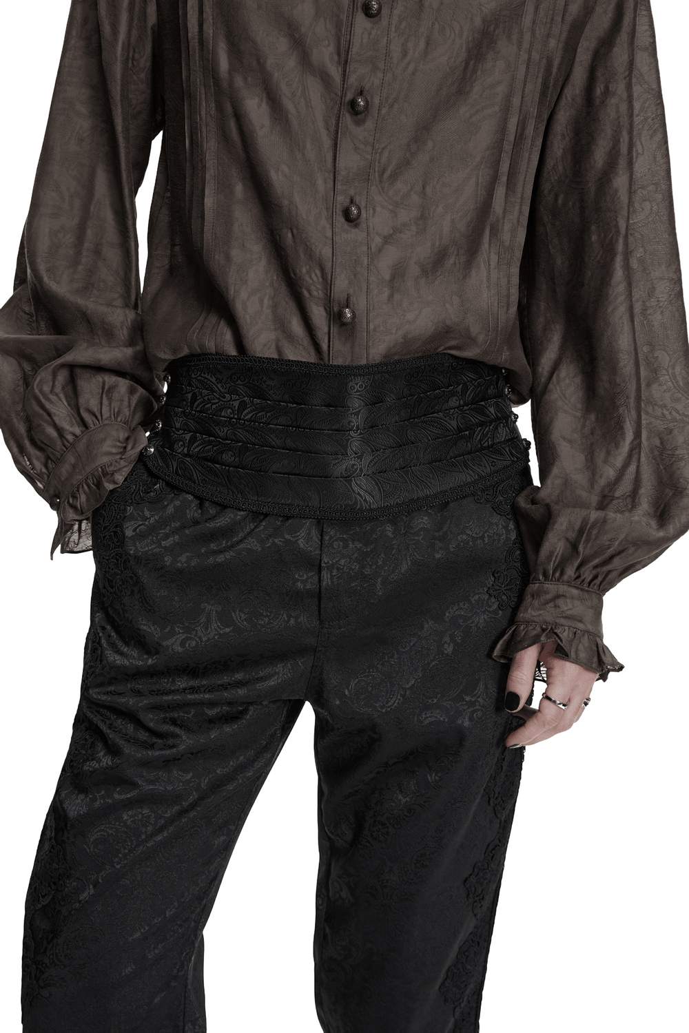 Gothic Jacquard Waist Belt with Pleated Front