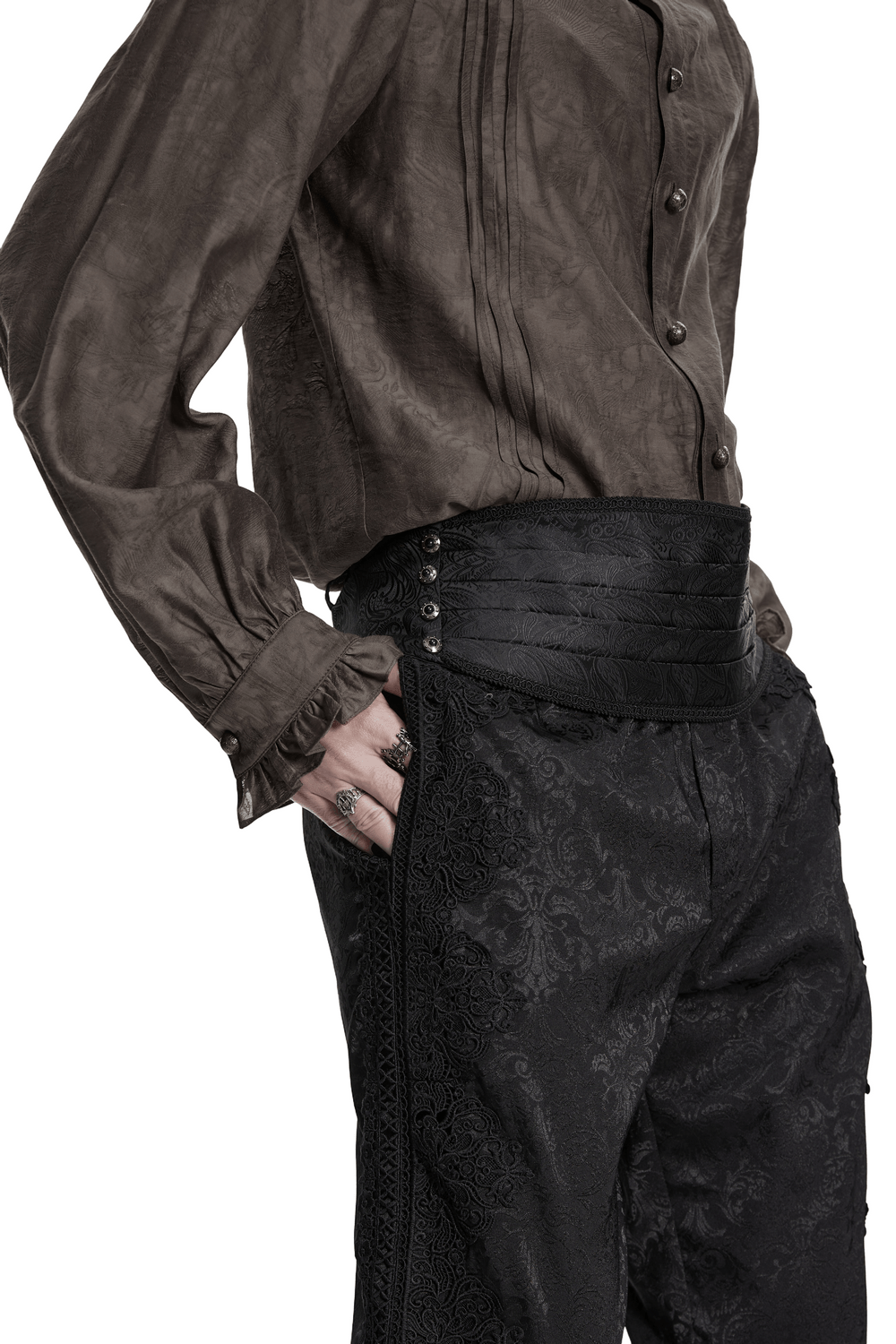 Gothic Jacquard Waist Belt with Pleated Front