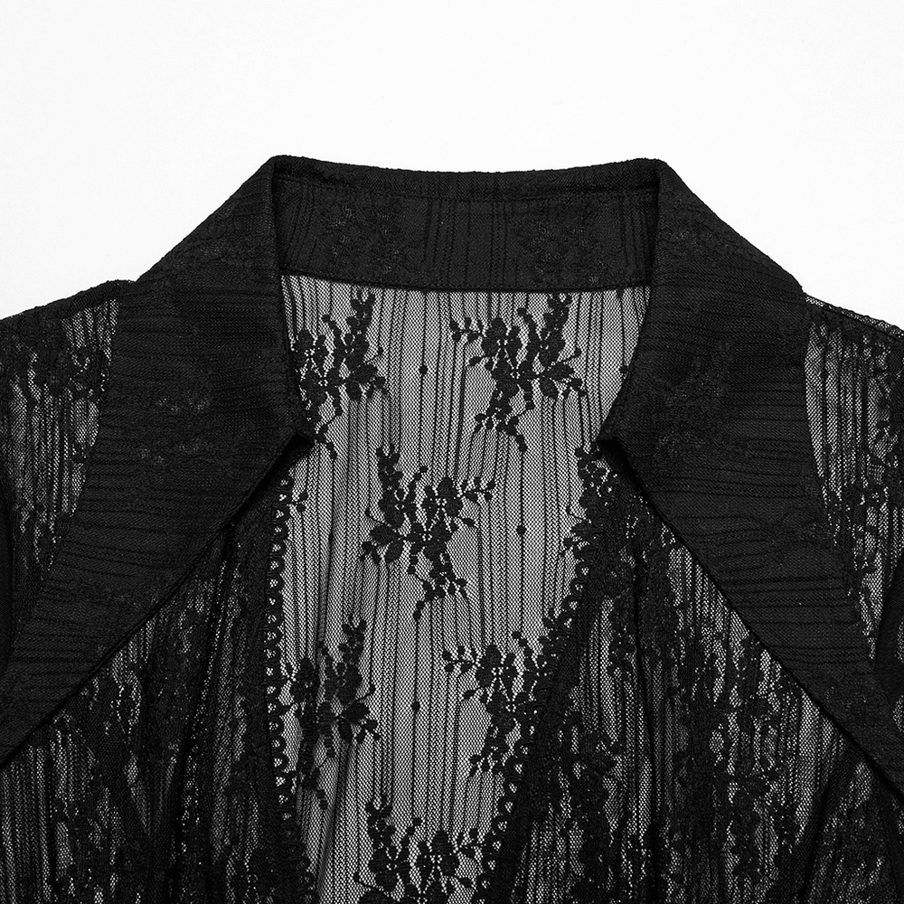 Gothic Lace Cape with Drawstring and Irregular Hem Detail