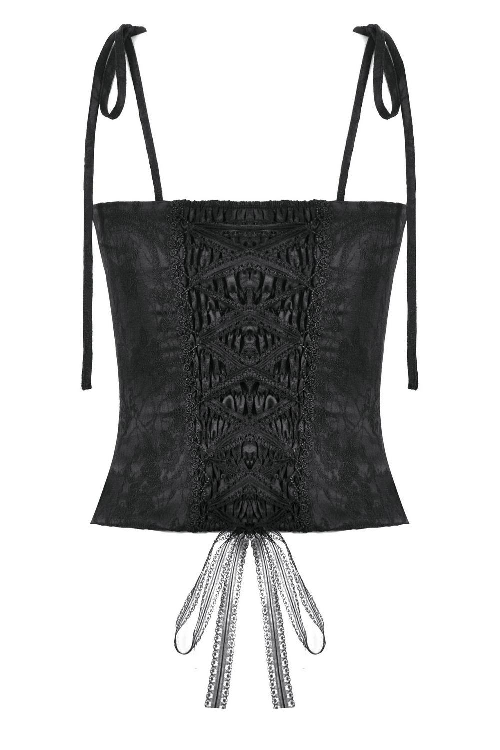 Gothic Lace Corset Top with Adjustable Ribbon Straps