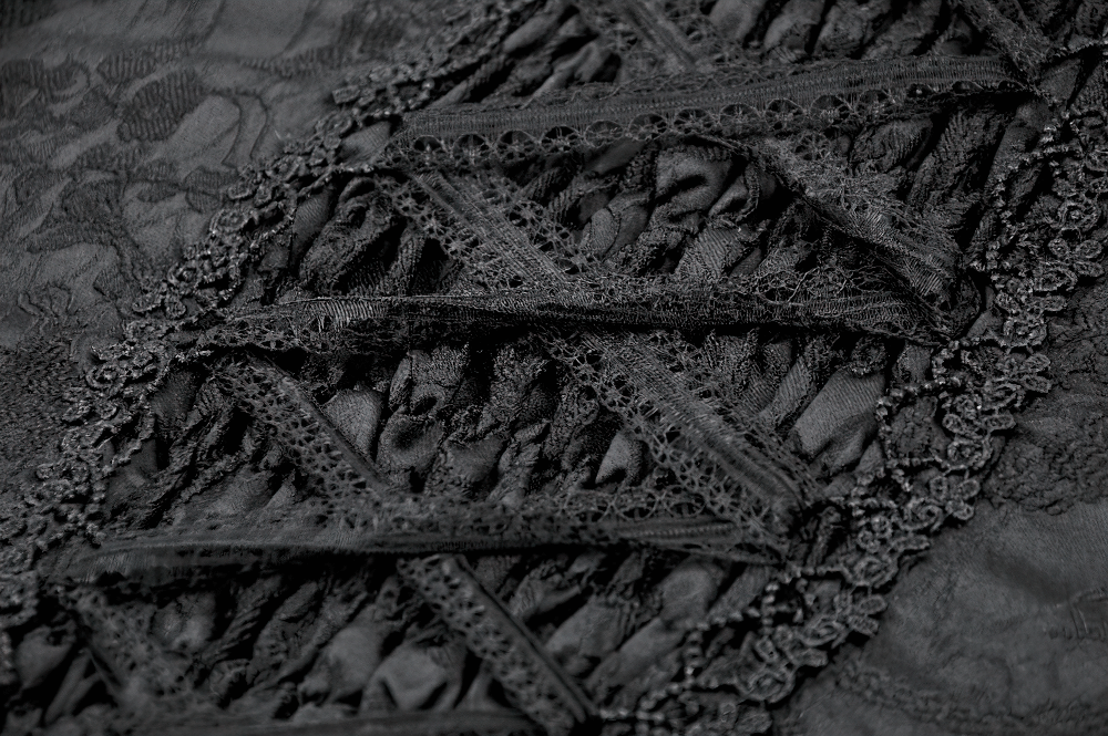 Gothic Lace Corset Top with Adjustable Ribbon Straps
