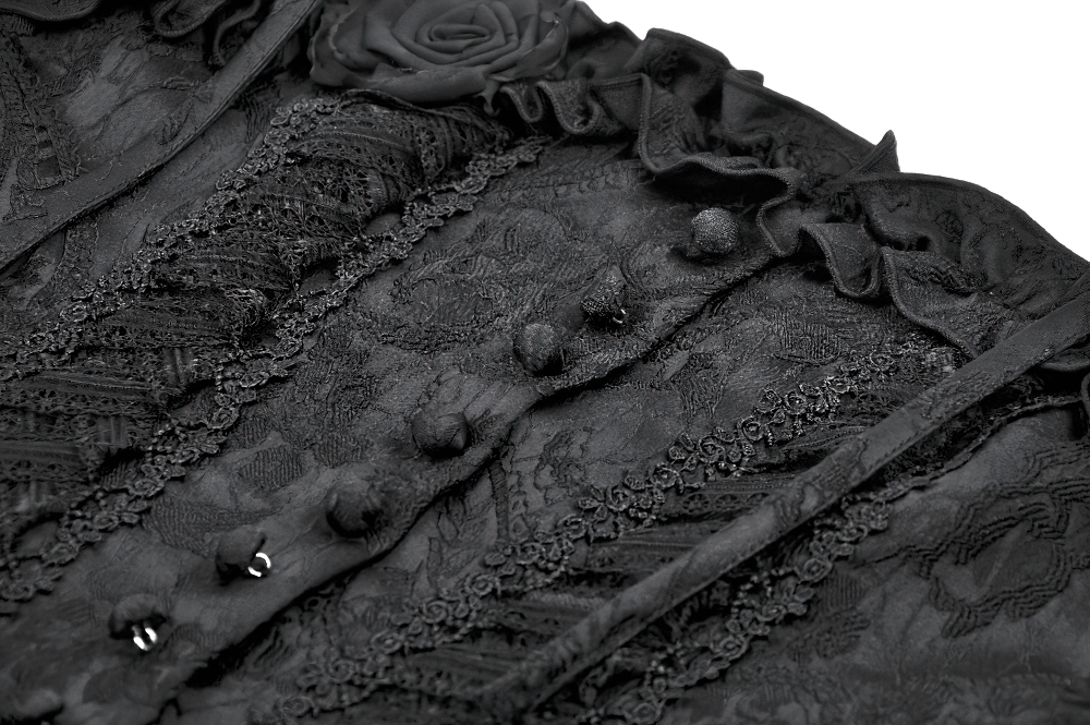 Gothic Lace Corset Top with Adjustable Ribbon Straps