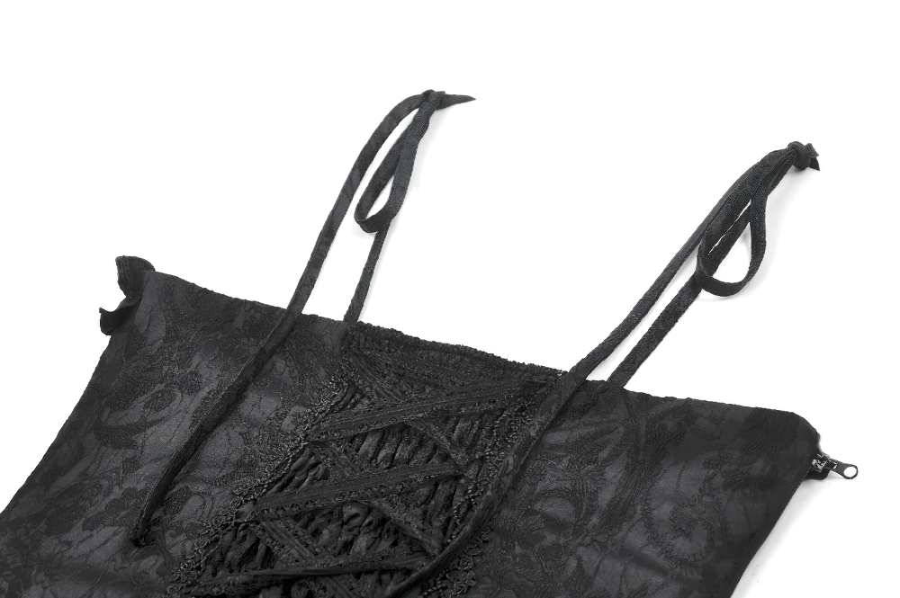 Gothic Lace Corset Top with Adjustable Ribbon Straps