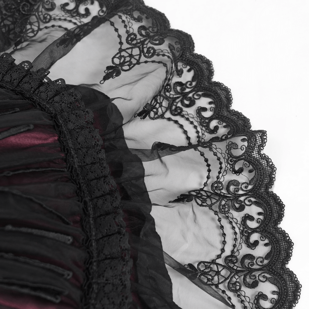 Gothic Lace Fringe Umbrella with Roses and Satin Detail