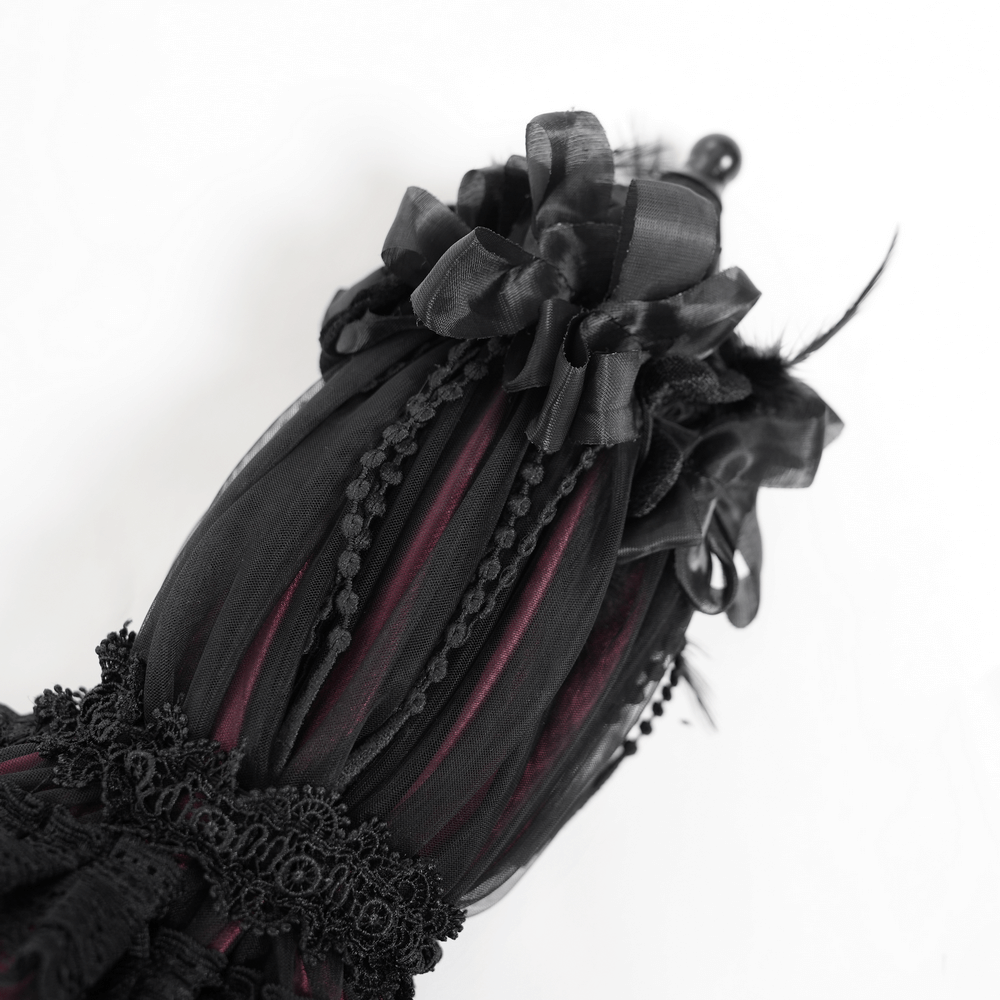 Gothic Lace Fringe Umbrella with Roses and Satin Detail