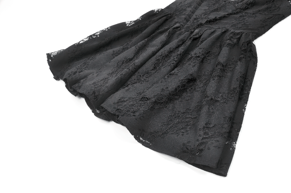 Gothic Lace Halter Dress with Keyhole Neckline