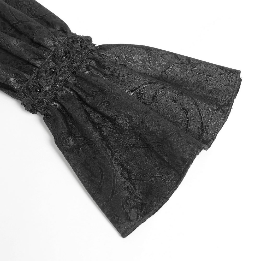 Gothic Lace High Neck Blouse with Heart Buttons