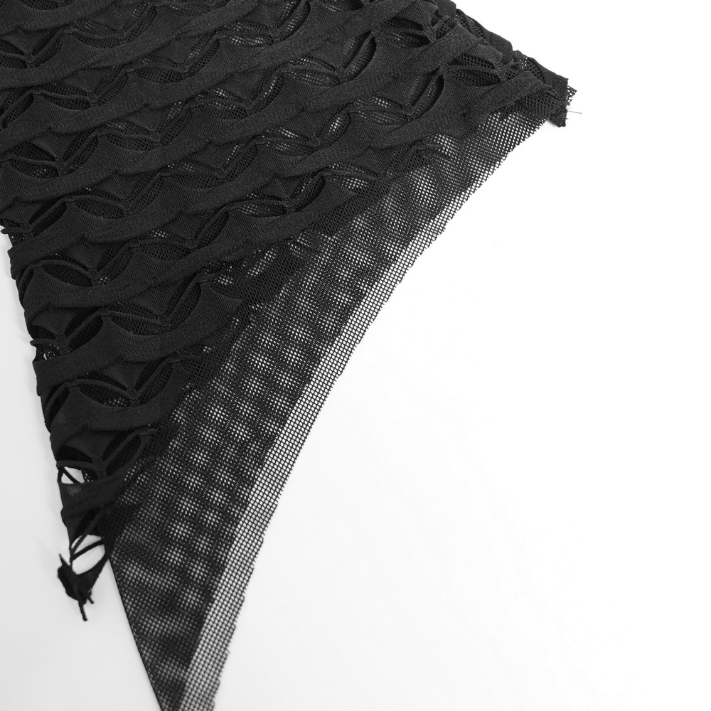 Gothic Lace Sheer Top with Straps and Long Flared Sleeves