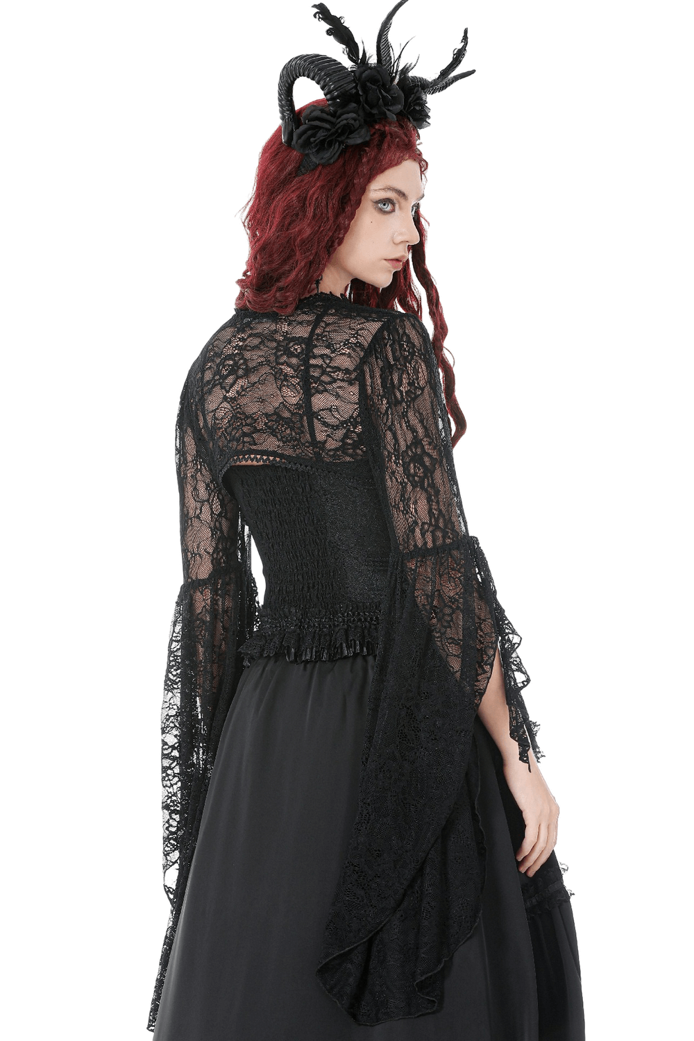 Gothic Lace Shrug Bolero with Dramatic Bell Sleeves
