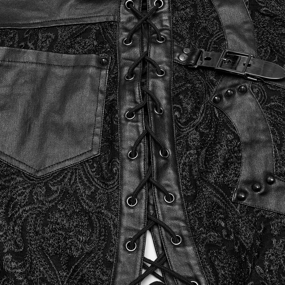 Gothic Lace Skirt with Buckle Detail and Side Slits