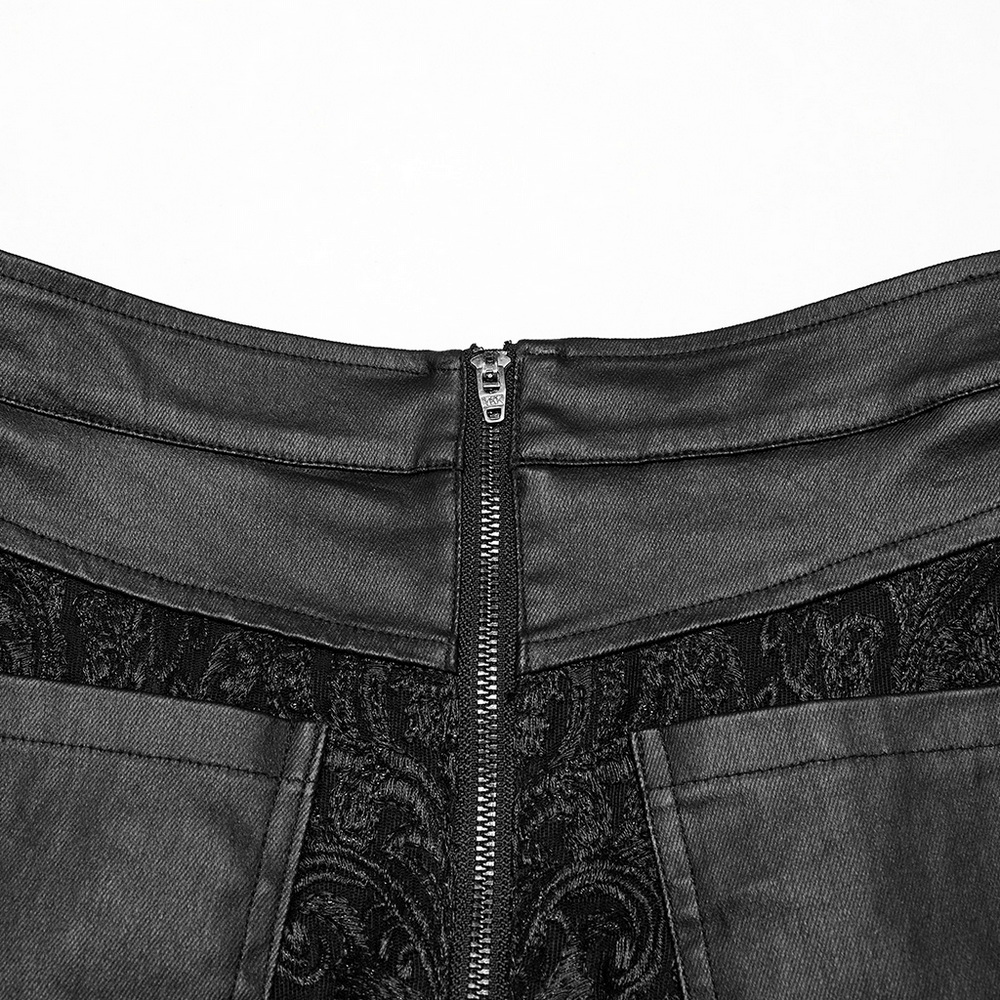 Gothic Lace Skirt with Buckle Detail and Side Slits