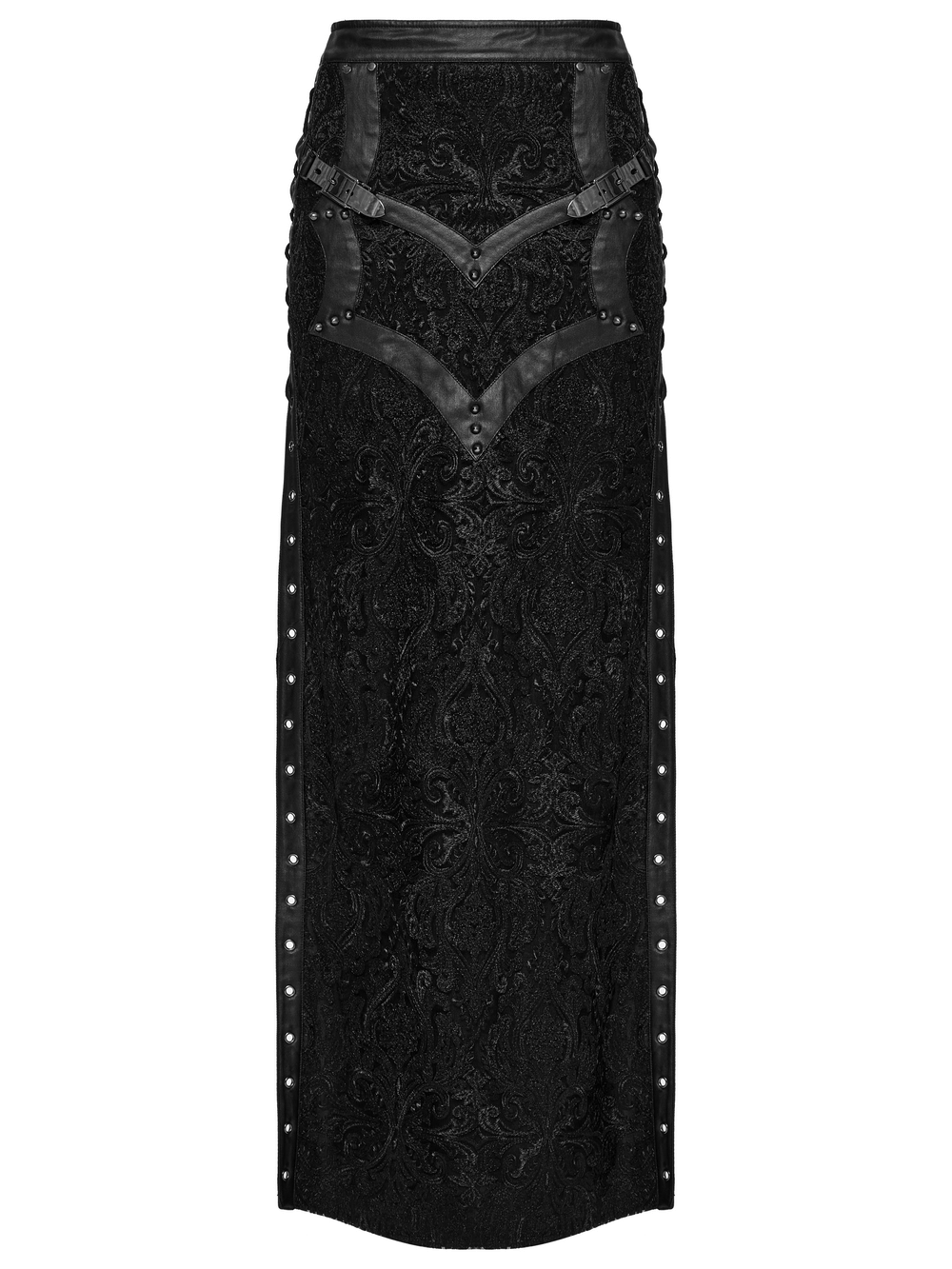 Gothic Lace Skirt with Buckle Detail and Side Slits