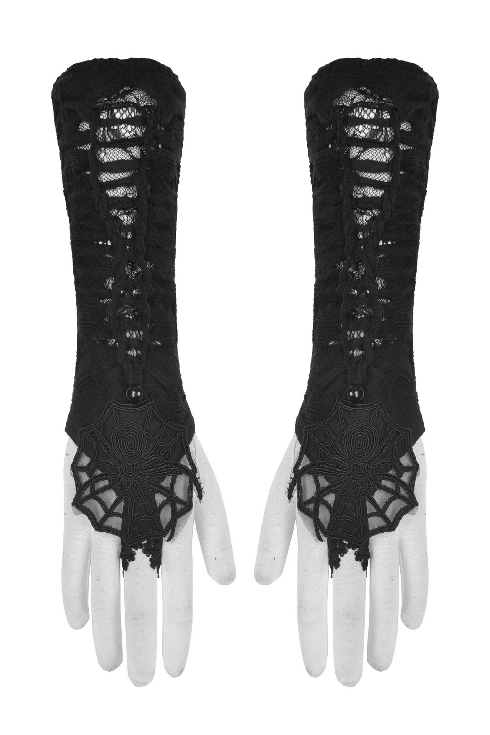 Gothic Lace Spiderweb Fingerless Gloves for Women