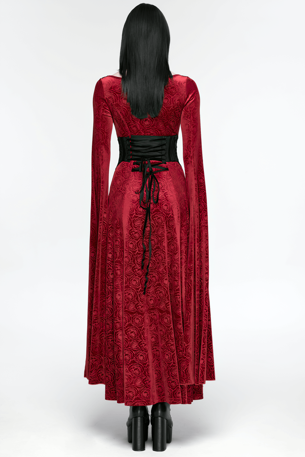 Gothic Lace-Up Corset Belt with Embroidery and Cross Details