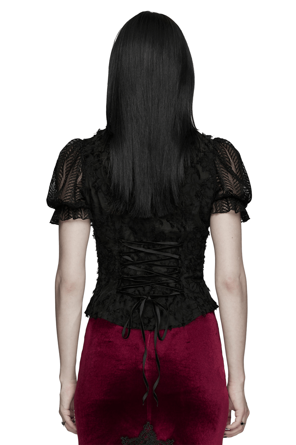 Gothic Lace-Up Decadent Shirt with Bubble Sleeves