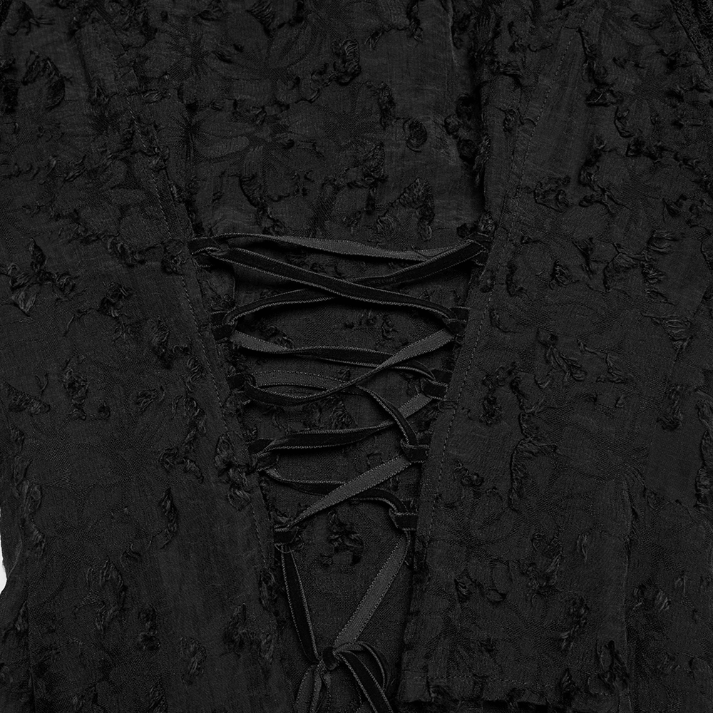 Gothic Lace-Up Decadent Shirt with Bubble Sleeves