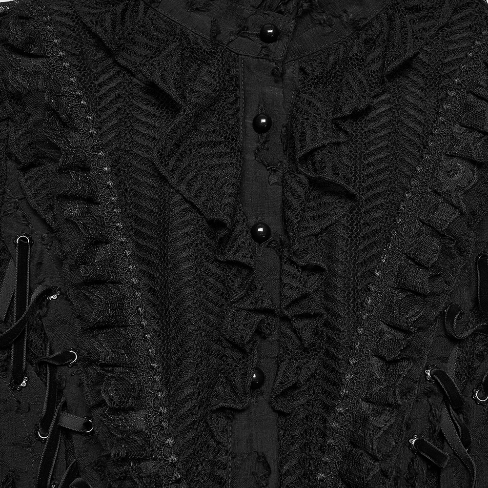 Gothic Lace-Up Decadent Shirt with Bubble Sleeves