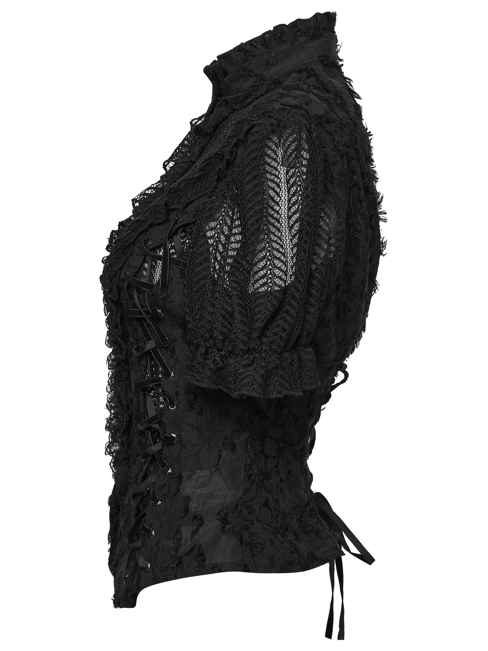 Gothic Lace-Up Decadent Shirt with Bubble Sleeves