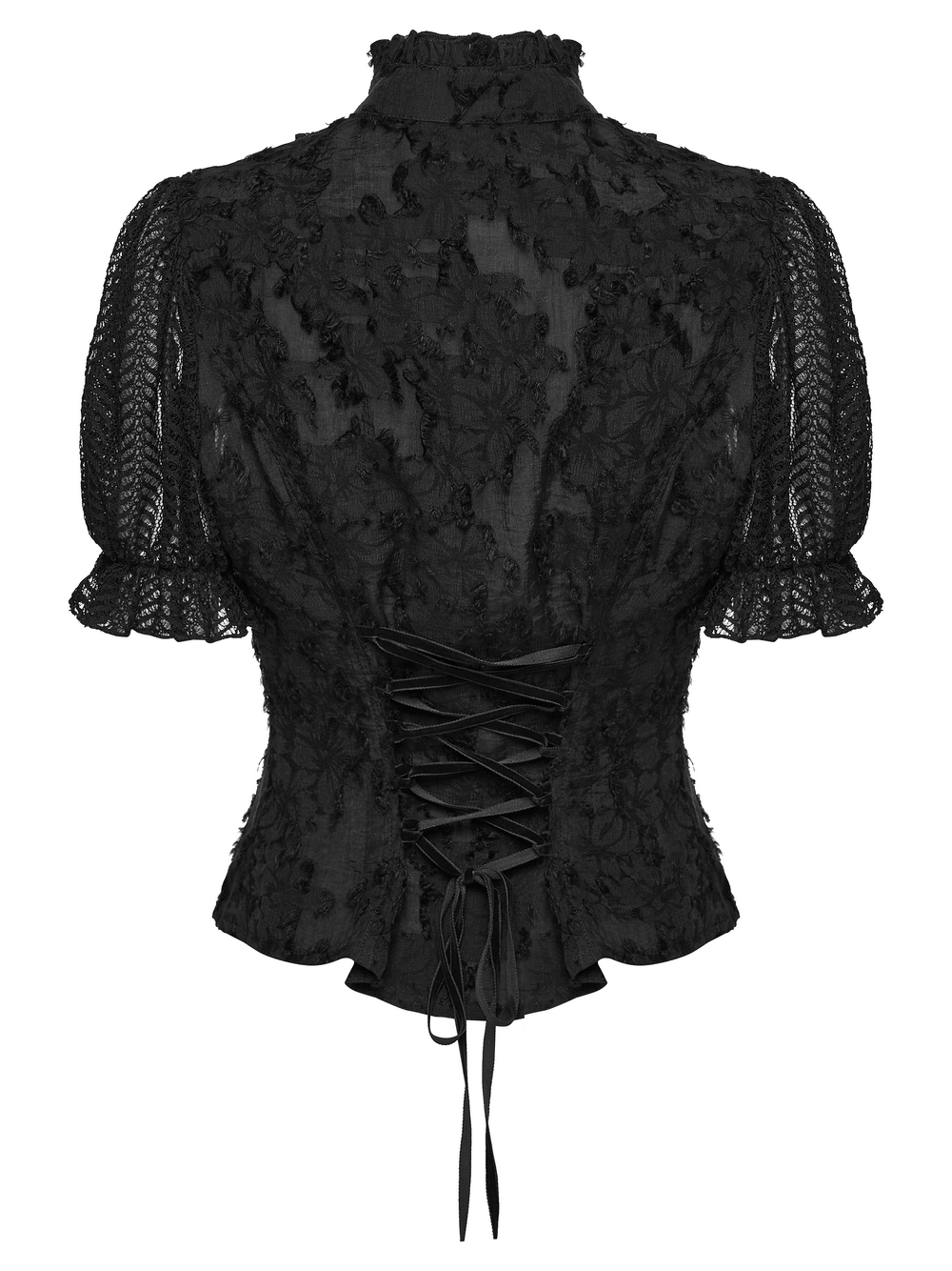 Gothic Lace-Up Decadent Shirt with Bubble Sleeves