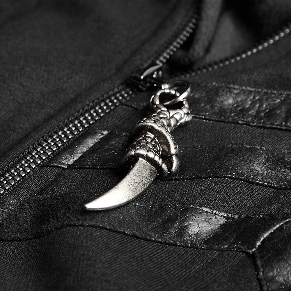 Gothic Lace-Up Long Coat with Hood and Buckles