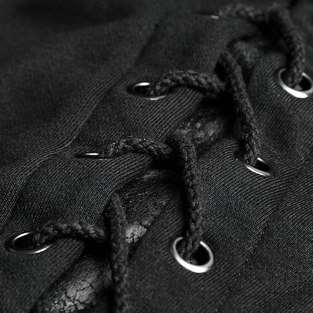 Gothic Lace-Up Long Coat with Hood and Buckles